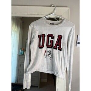 Tailgate UGA Georgia Bulldogs Cropped Long Sleeve Shirt Women’s XS Gray Red